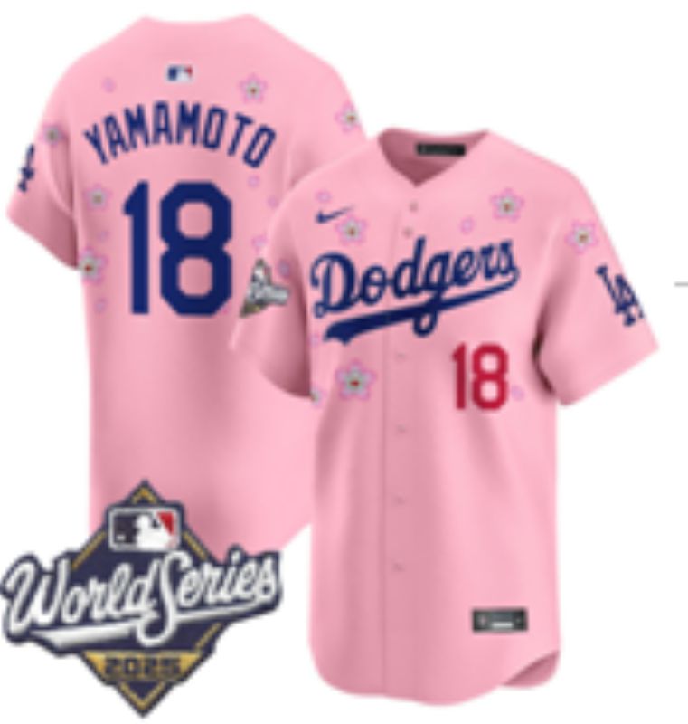 Men Nike 2026 Los Angeles Dodgers #18 Yamamoto Pink Sakura Edition Game MLB Jersey 07->los angeles dodgers->MLB Jersey